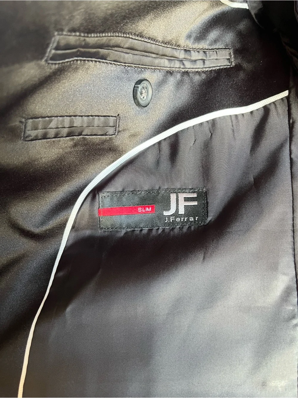 jf j.ferrar Silver Tuxedo Jacket with Black Shawl Collar